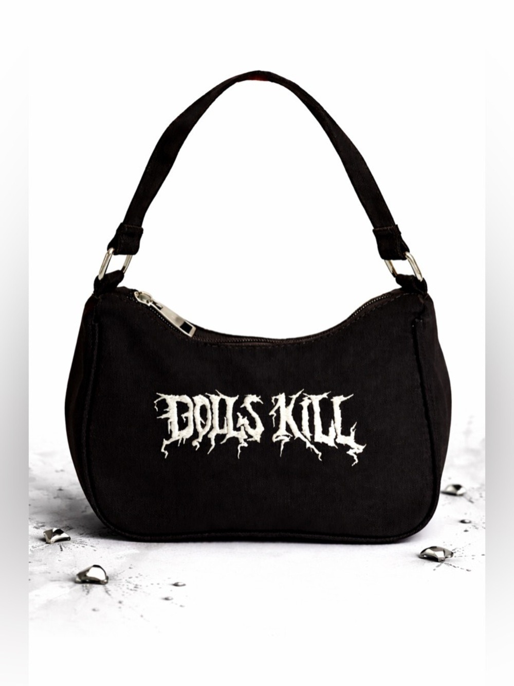 Dolls Kill Black Mini Shoulder Bag Goth Y2K Logo Purse Emo Alt